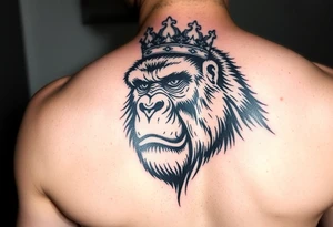 Powerful gorilla with crown tattoo idea