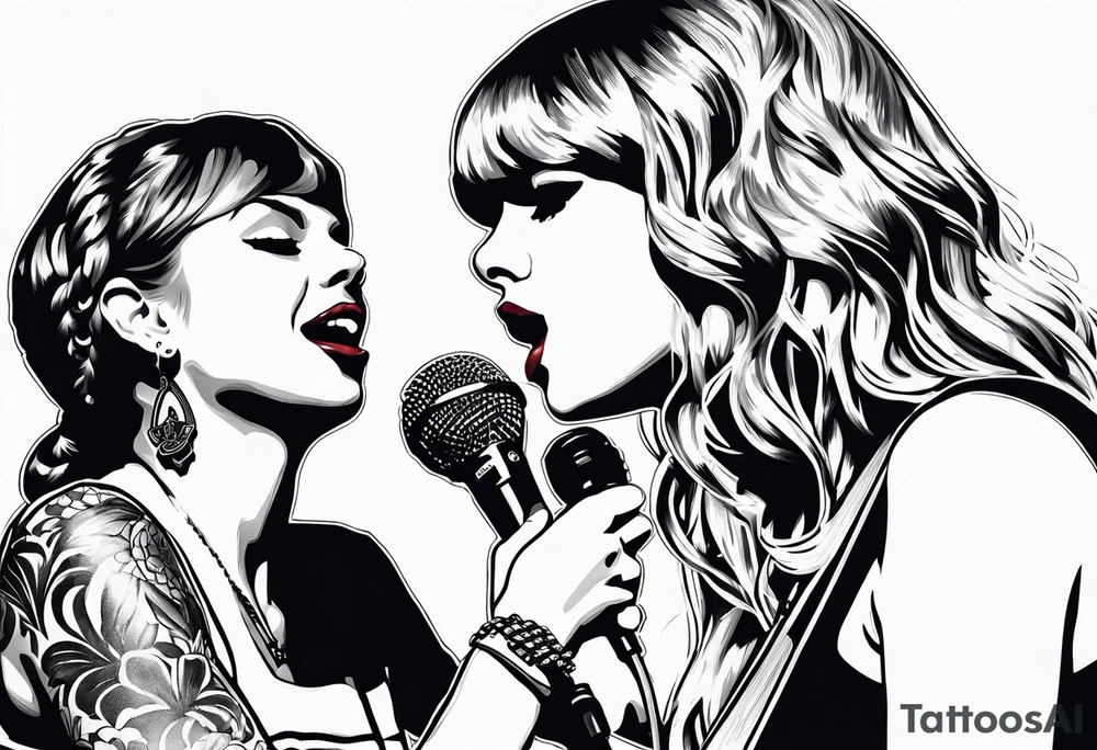 Taylor swift passing her mic to Kam saunders on stage tattoo idea