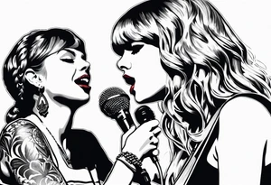 Taylor swift passing her mic to Kam saunders on stage tattoo idea