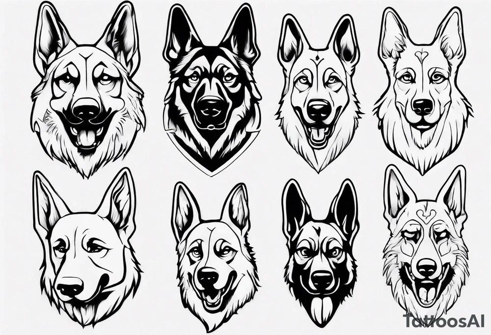 Scary German shepherd dog tattoo idea