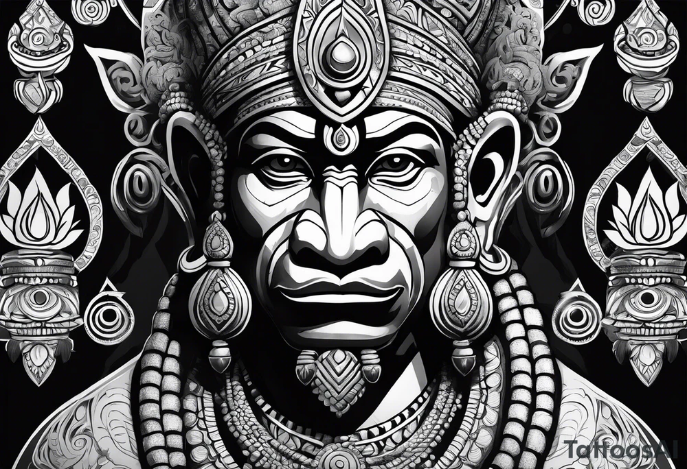 Lord hanuman in a tribal way tattoo idea