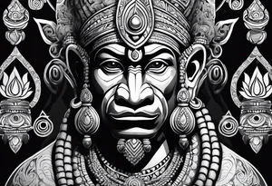 Lord hanuman in a tribal way tattoo idea