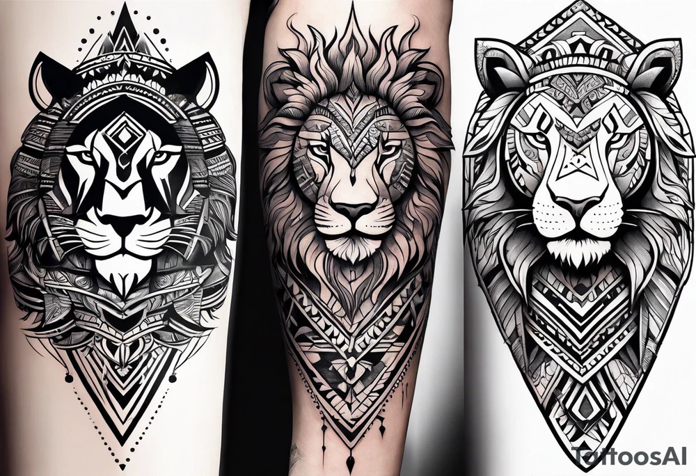 Minimal tribal and lion already in place on arm. Want to connect them. tattoo idea