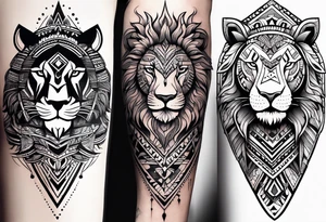 Minimal tribal and lion already in place on arm. Want to connect them. tattoo idea