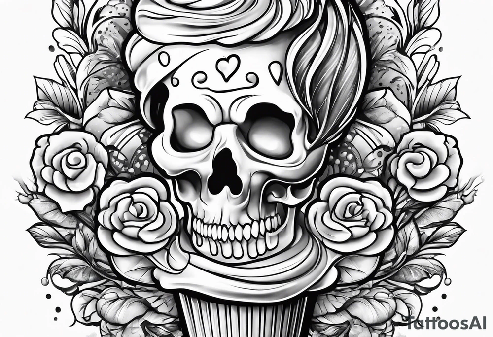 one scoop ice cream cone tattoo idea