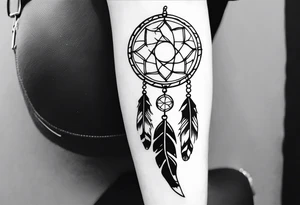 travel tattoo with dream catcher mantra luck tattoo idea