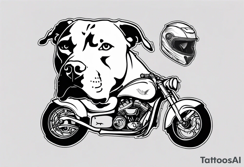 Pit bull with a motorcycle helmet tattoo idea