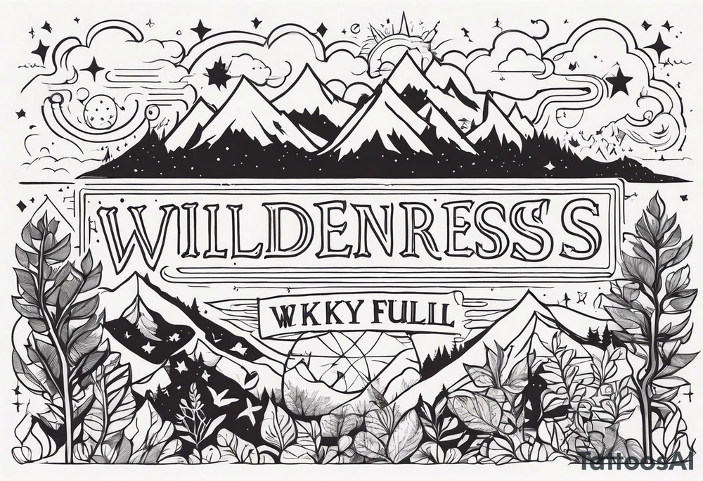 wilderness with sky full of atoms tattoo idea