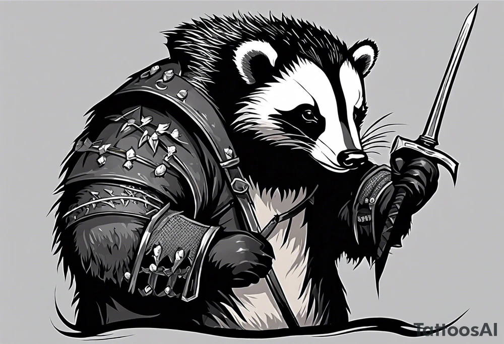 Draw me psychopath Badger/Warrior with aggressive full body, killer face with a smile, very long nails and he attacks like a Bloody Assassin to us and also, he has very deadly looking. He fights with his nails. Everybody scares after their first sight. Give me horror type Badger Tattoo. I want to see his Realistic full body. tattoo idea