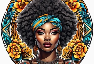 Black woman afro tattoo idea