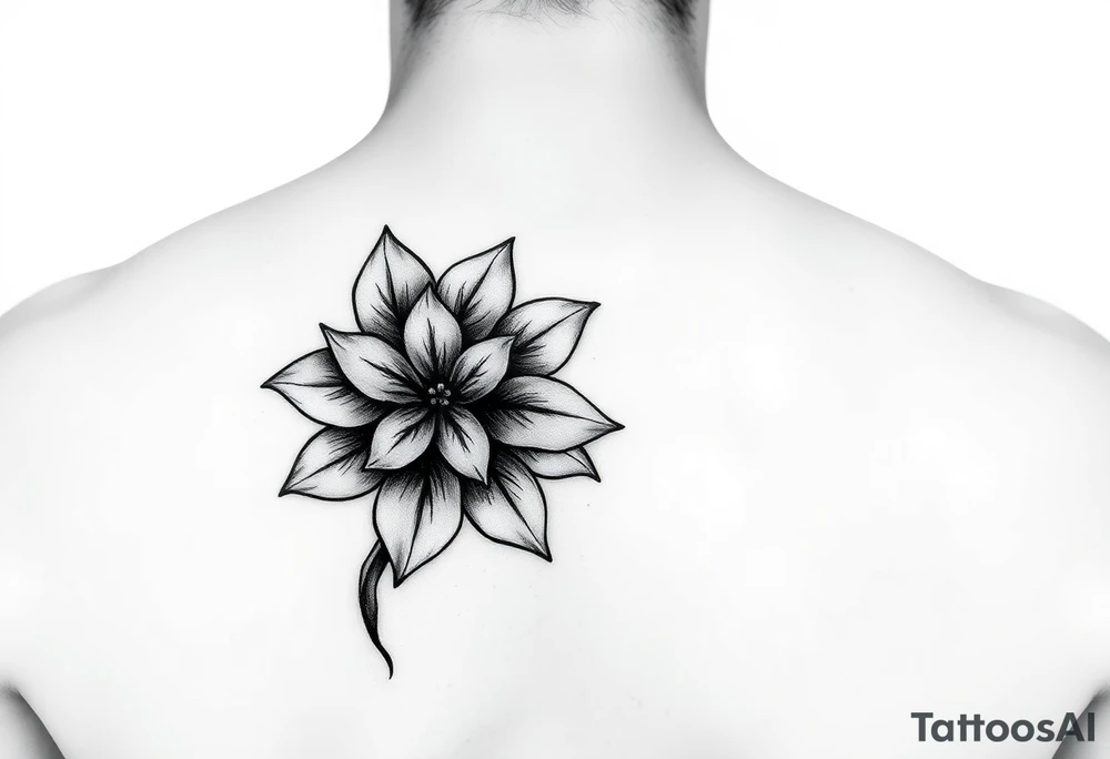 Hong kong flag, no stars inside the flower, the center of the flower is on the right elbow and wraps around the right 
arm. tattoo idea