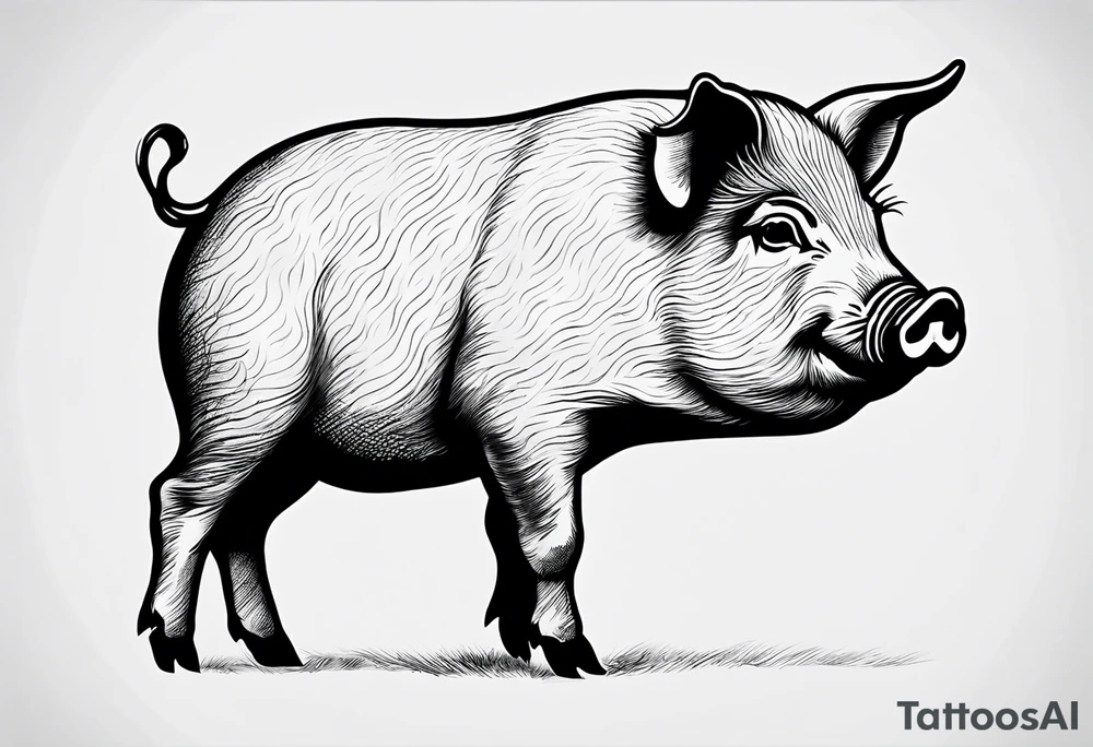 minimalist tattoo of a cute pig or piglet that contains text: "friends. not food" tattoo idea