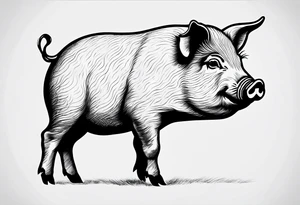 minimalist tattoo of a cute pig or piglet that contains text: "friends. not food" tattoo idea