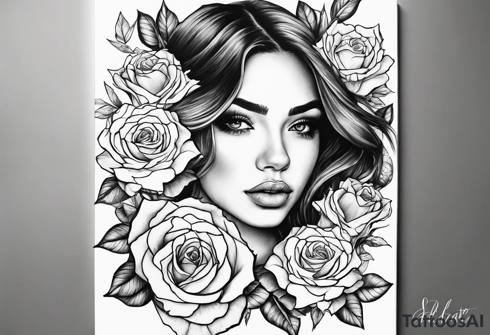 Women fall into roses tattoo idea