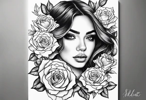 Women fall into roses tattoo idea