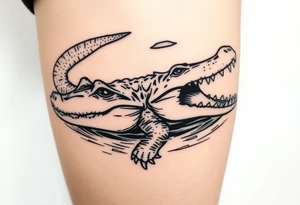 powerful crocodile swimming in water tattoo idea