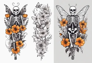 full body skeleton
 flowers and butterflies
simple design minimal tattoo idea