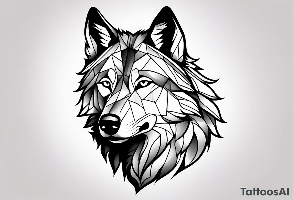 right side profile of a wolf face tattoo idea