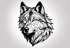 right side profile of a wolf face tattoo idea