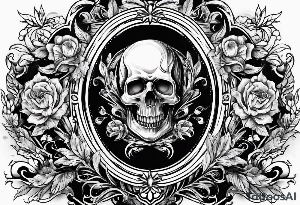 Memento mori written skull sleeve tattoo design tattoo idea