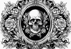 Memento mori written skull sleeve tattoo design tattoo idea