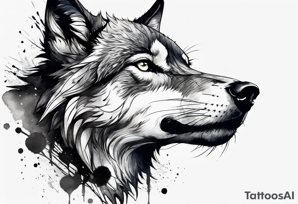 Injured wolf tattoo idea