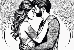 outline of people hugging tattoo idea