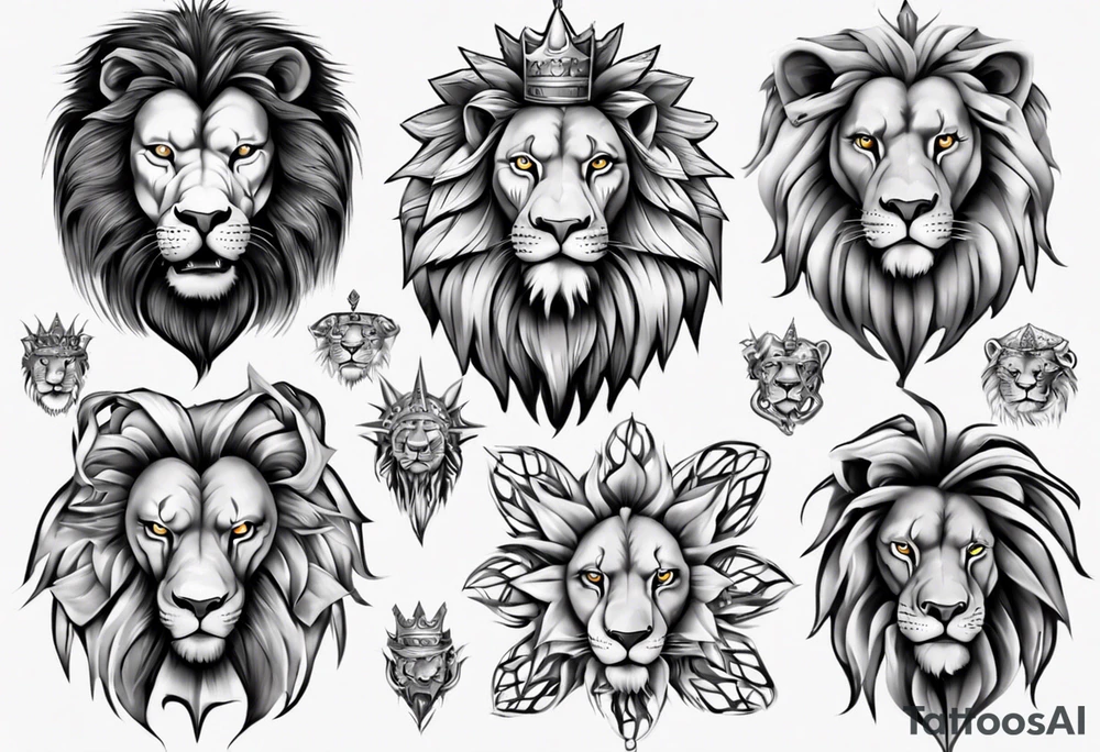 wild king lion tattoo idea