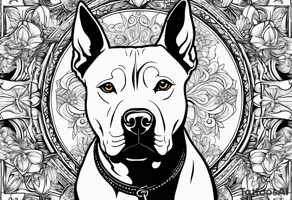 white pitbull pointed ears, paw tattoo idea