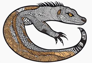 Aboriginal style goanna full body tattoo idea