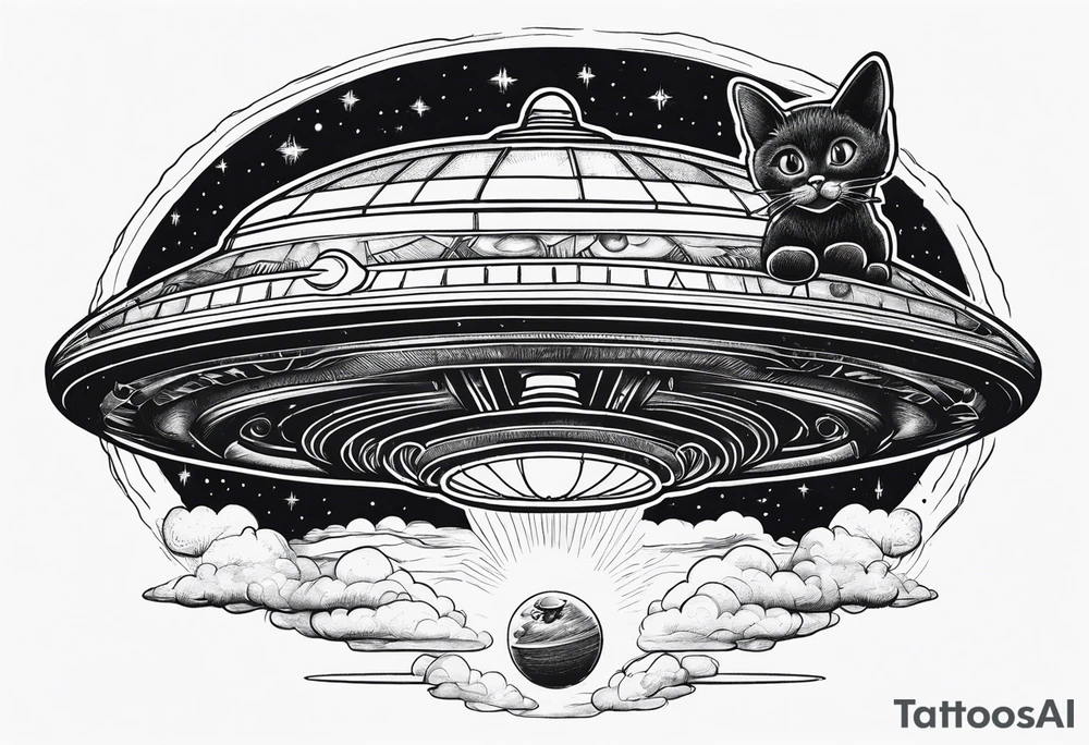 UFO abducting a cat tattoo idea