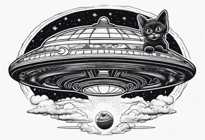 UFO abducting a cat tattoo idea