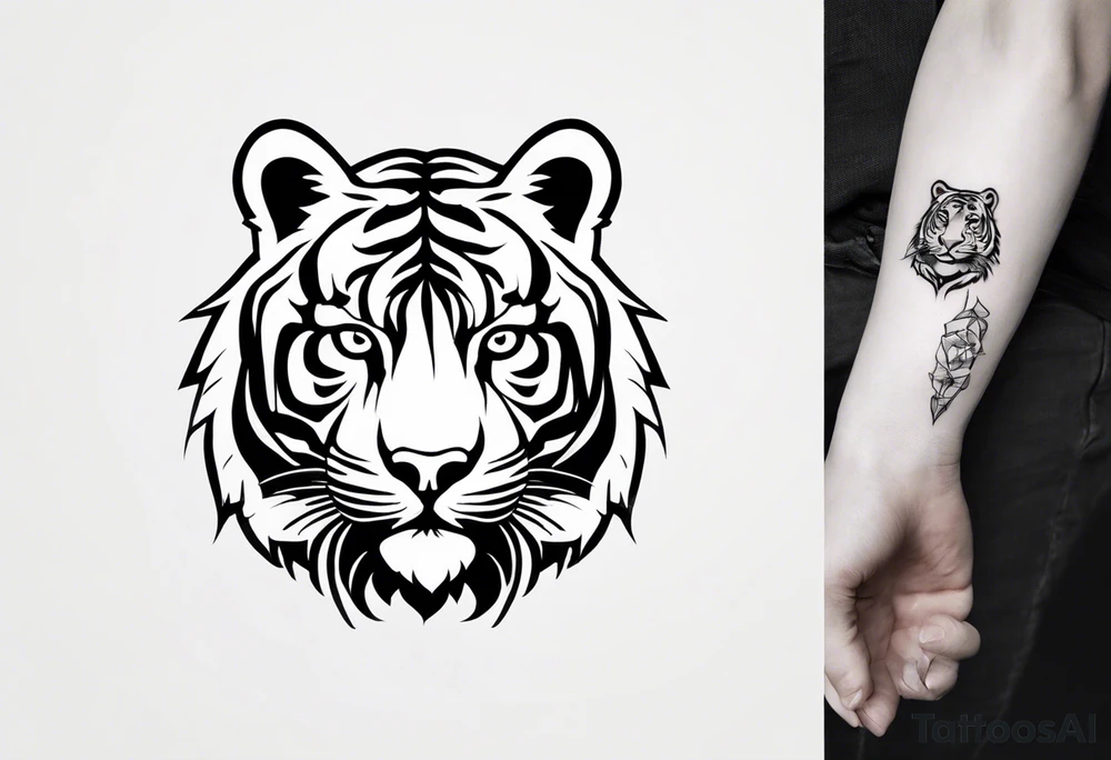 Memorial piece including a tiger on forearm. Very minimalist design.
Make a place for lettering on top and bottom tattoo idea