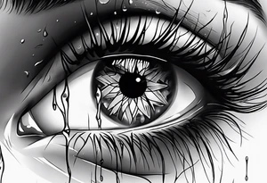 Realistic eye crying tears tragedy and death tattoo idea