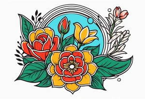 baptize in water


old school vintage simple traditional design with vintage flowers surrounding
bold color simple tattoo idea