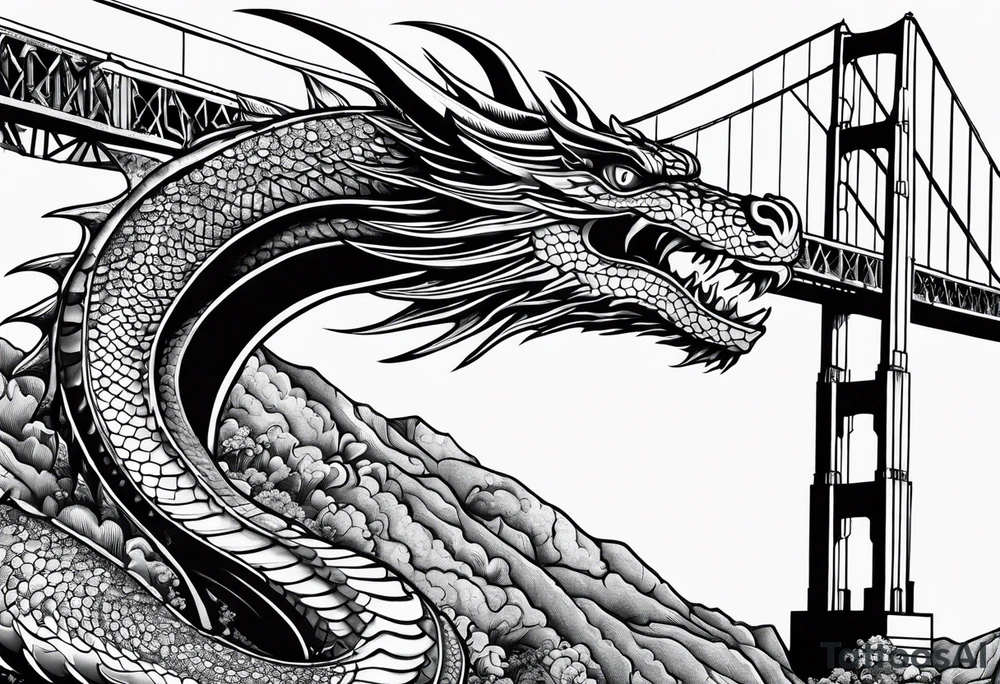 Golden Gate Bridge with a dragon tattoo idea
