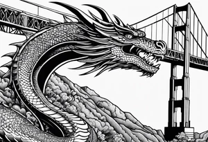 Golden Gate Bridge with a dragon tattoo idea