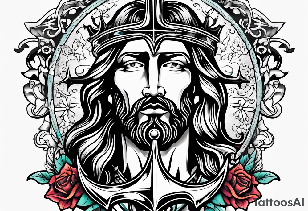 Jesus on an anchor tattoo idea