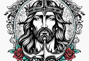 Jesus on an anchor tattoo idea