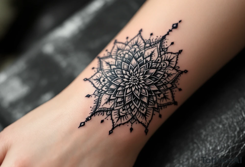 mandala with sacred flower of life in the middle tattoo idea