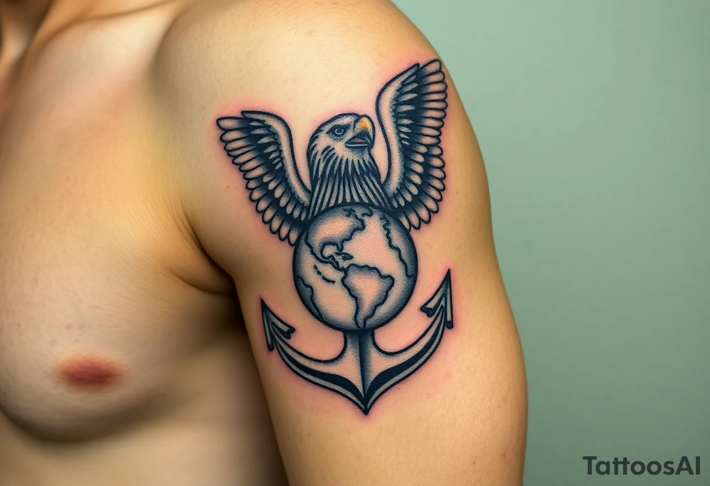 Combat marine veteran eagle globe and anchor tattoo idea