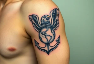 Combat marine veteran eagle globe and anchor tattoo idea