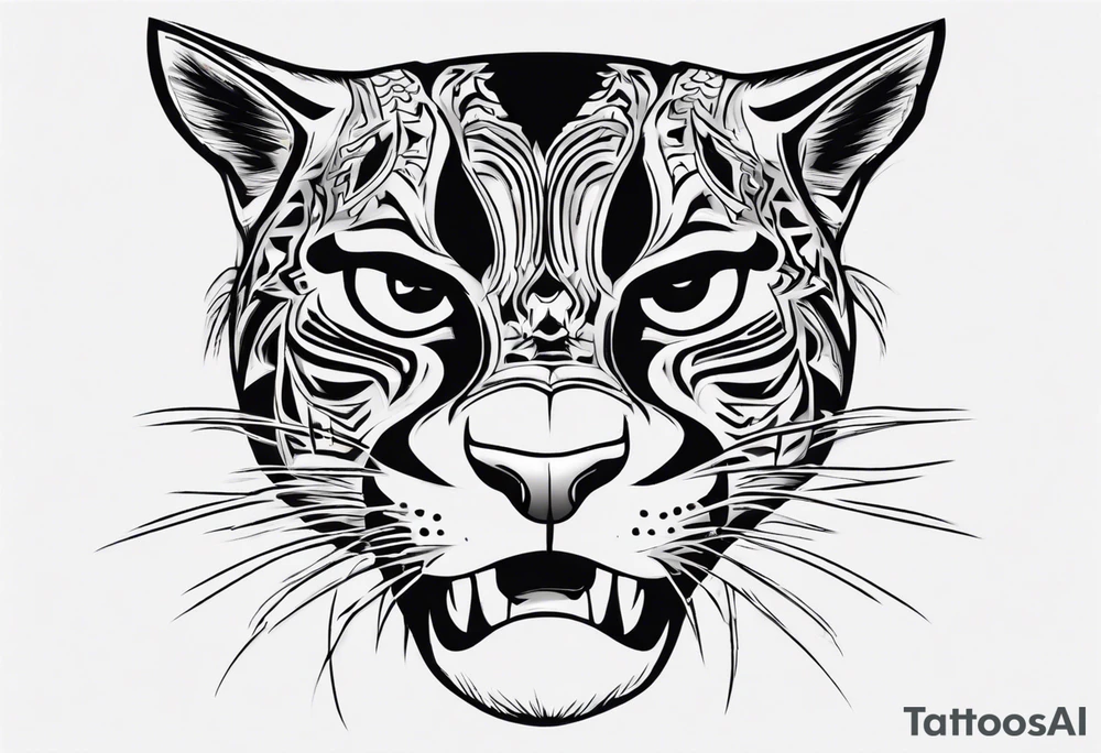 A black pumas seen from above. He has his mouth open. I want to see his whole body tattoo idea