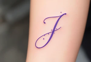 Whimsical curly "J" in lavender with tiny stars dotting the tail. tattoo idea