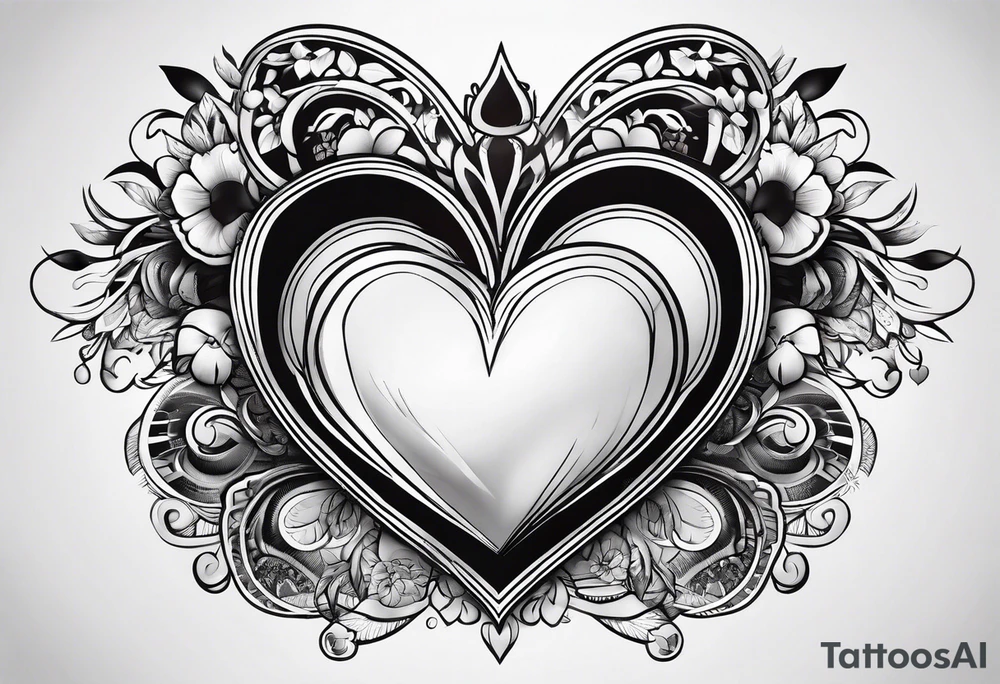 heart with 4 wheels tattoo idea