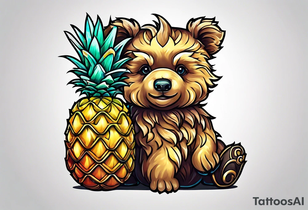 Cute pineapple bear tattoo idea