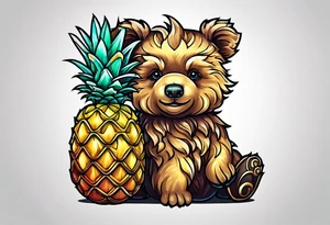 Cute pineapple bear tattoo idea