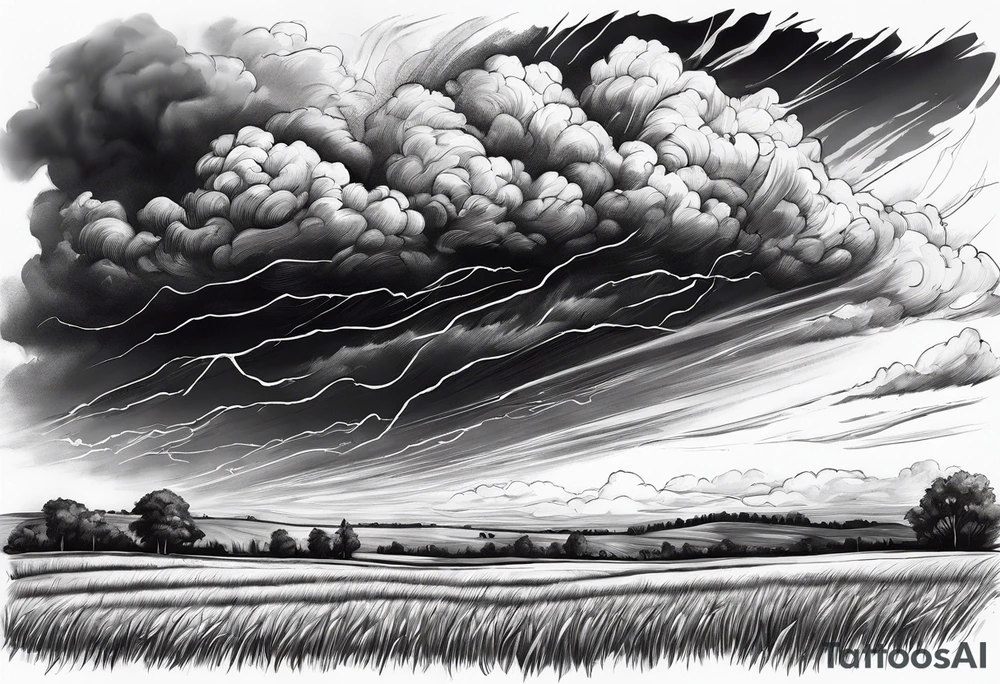A storm flying over a field tattoo idea