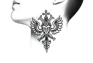 russian christian orthodox military neck design front facing tattoo idea