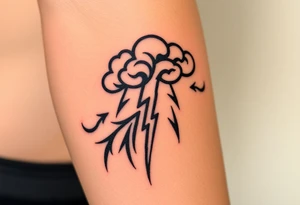 Black storm clouds with rain falling & lightning bolts striking down tattoo idea